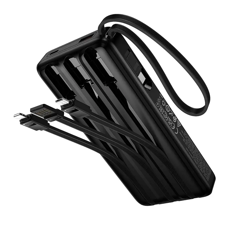 HOCO J156 Founder külső akkumulátor, 10000mAh, 22,5W, QC + PD, 1 x Lightning - 1 x microUSB - 1 x USB-A - 2 x USB-C, Fekete