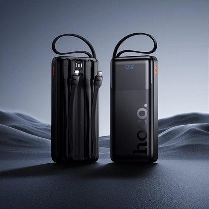 HOCO J156 Founder külső akkumulátor, 10000mAh, 22,5W, QC + PD, 1 x Lightning - 1 x microUSB - 1 x USB-A - 2 x USB-C, Fekete