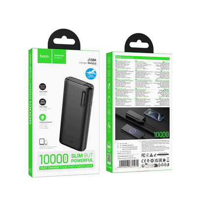 HOCO J158A External Battery, 10000mAh, 10W, 2 x USB-A, Black