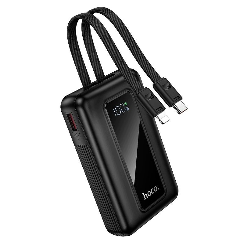 HOCO J162 külső akkumulátor, 10000mAh, 22,5W, QC + PD, 1 x Lightning - 1 x USB-A - 2 x USB-C, Fekete