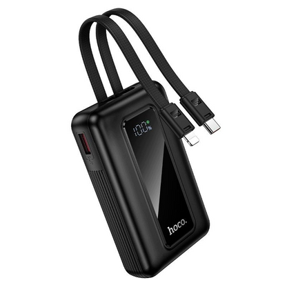 HOCO J162 külső akkumulátor, 10000mAh, 22,5W, QC + PD, 1 x Lightning - 1 x USB-A - 2 x USB-C, Fekete