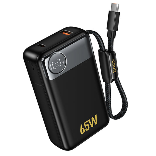 HOCO Q53 Külső Akkumulátor, 12000mAh, 65W, QC + PD, 1 x USB-A - 2 x USB-C, Fekete
