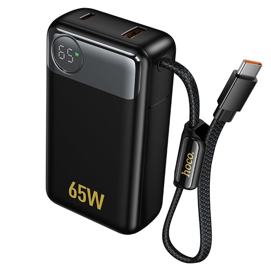 HOCO Q53 Külső Akkumulátor, 12000mAh, 65W, QC + PD, 1 x USB-A - 2 x USB-C, Fekete