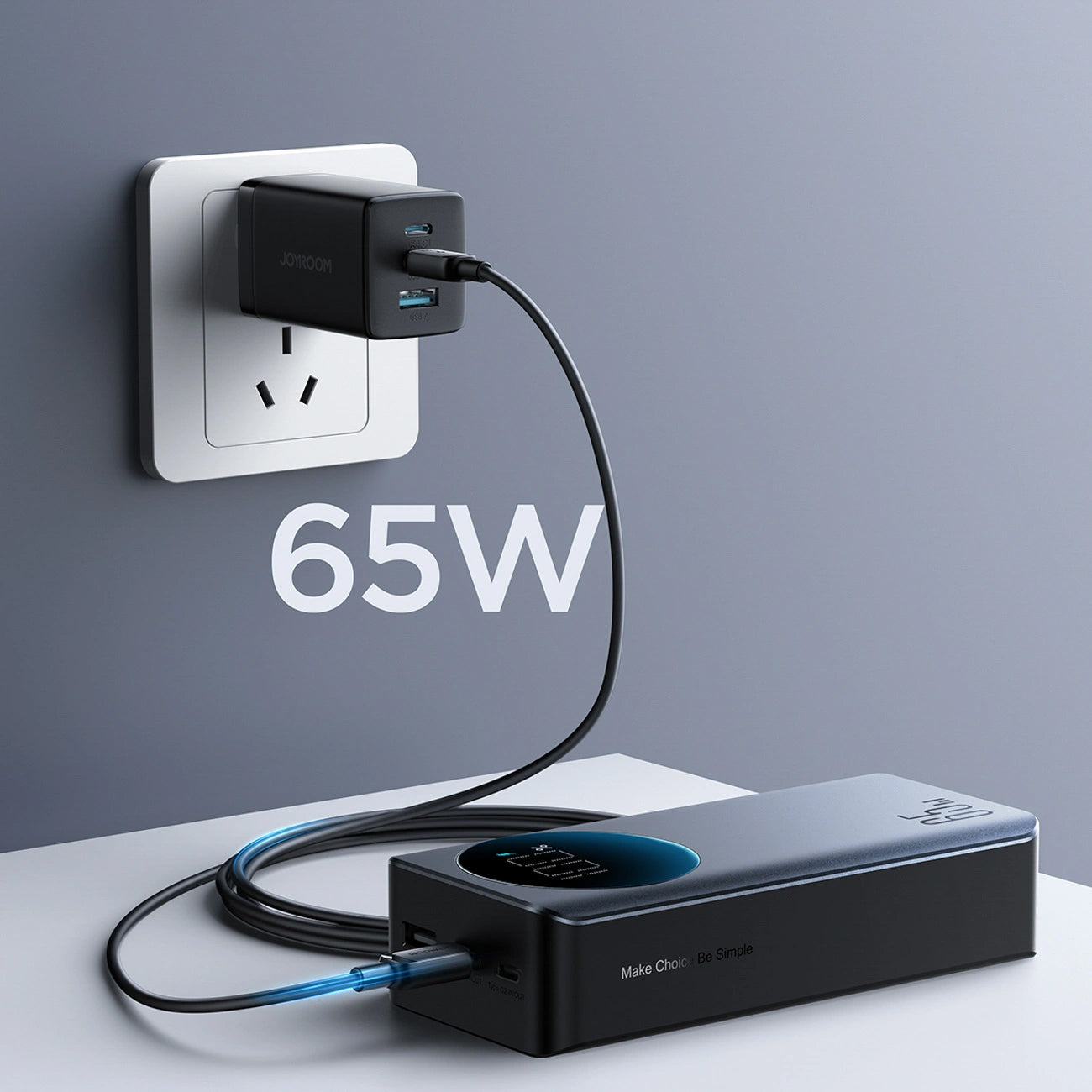 Joyroom JR-PBF05 Pro külső akkumulátor, 30000mAh, 65W, QC + PD, 1 x USB-A - 2 x USB-C, Fekete