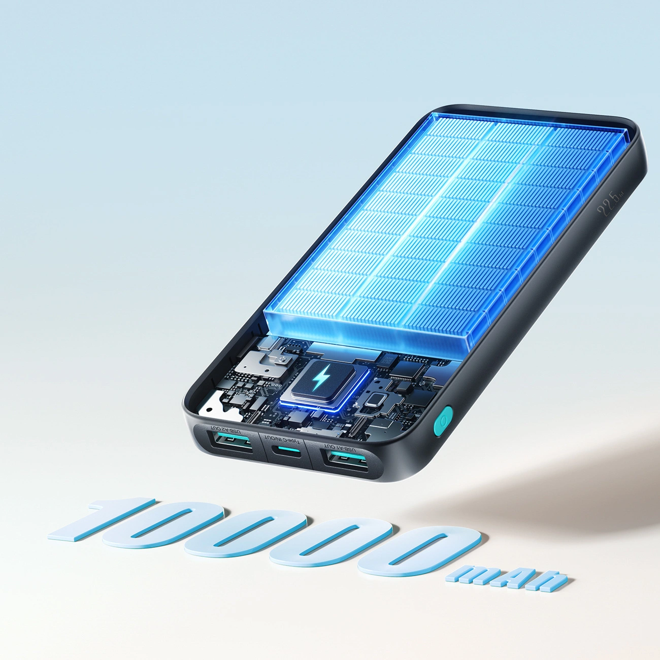 Joyroom JR-PBF12 Pro külső akkumulátor, 10000mAh, 22,5W, QC + PD, 1 x USB-C - 2 x USB-A, Fekete
