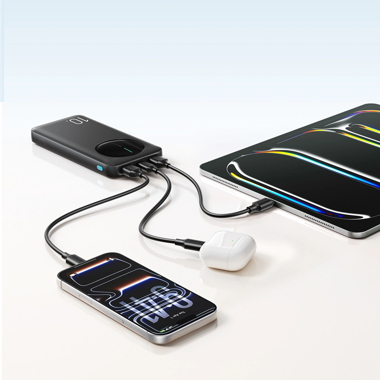 Joyroom JR-PBF12 Pro külső akkumulátor, 10000mAh, 22,5W, QC + PD, 1 x USB-C - 2 x USB-A, Fekete