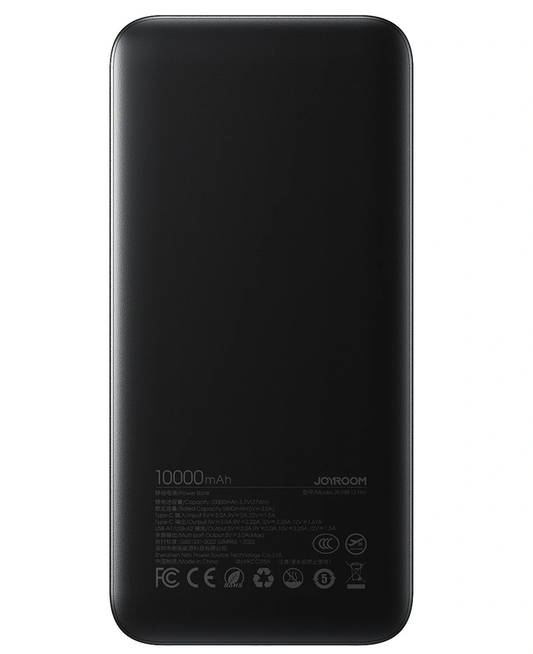 Joyroom JR-PBF12 Pro külső akkumulátor, 10000mAh, 22,5W, QC + PD, 1 x USB-C - 2 x USB-A, Fekete