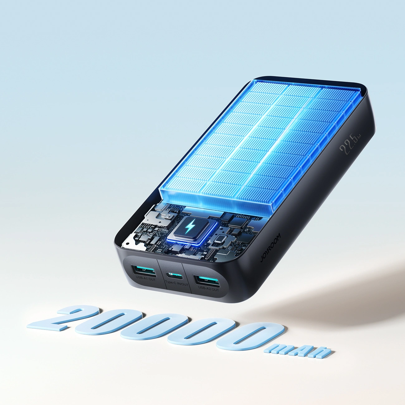 Joyroom JR-PBF14 Pro külső akkumulátor, 20000mAh, 22.5W, QC + PD, 1 x USB-C - 2 x USB-A, Fekete