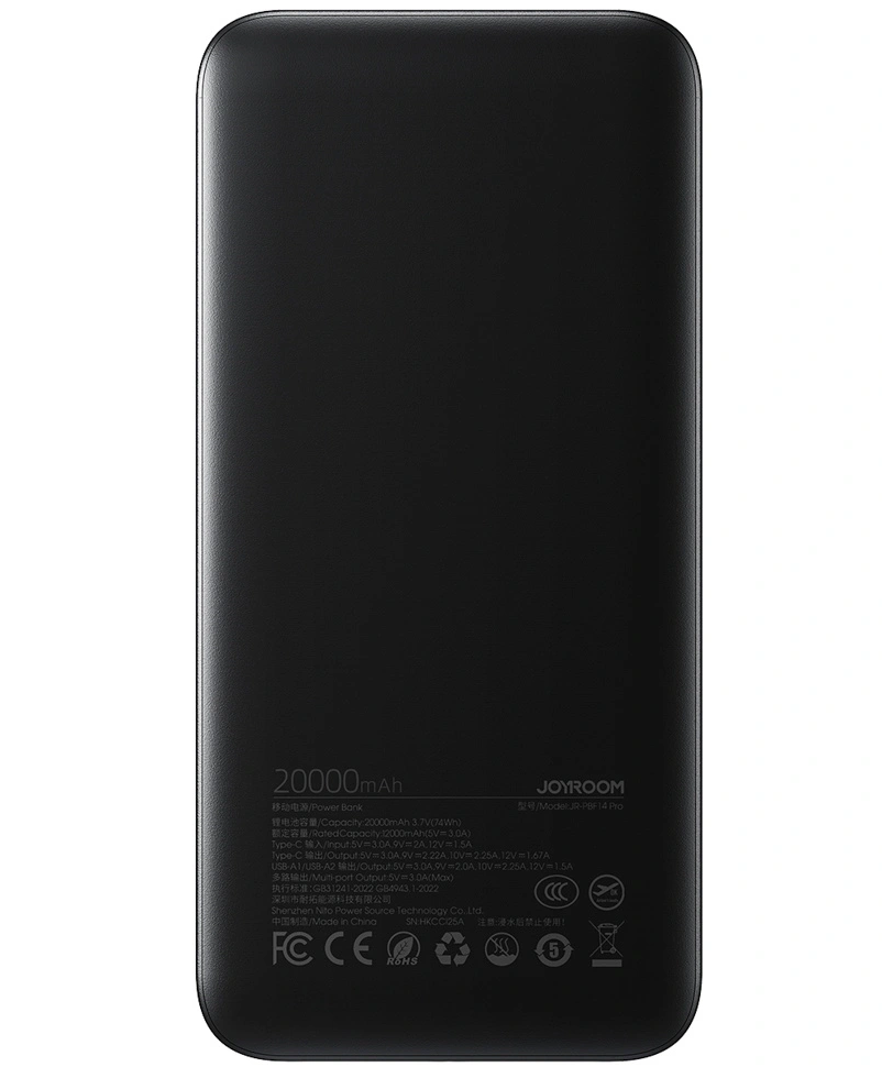 Joyroom JR-PBF14 Pro külső akkumulátor, 20000mAh, 22.5W, QC + PD, 1 x USB-C - 2 x USB-A, Fekete