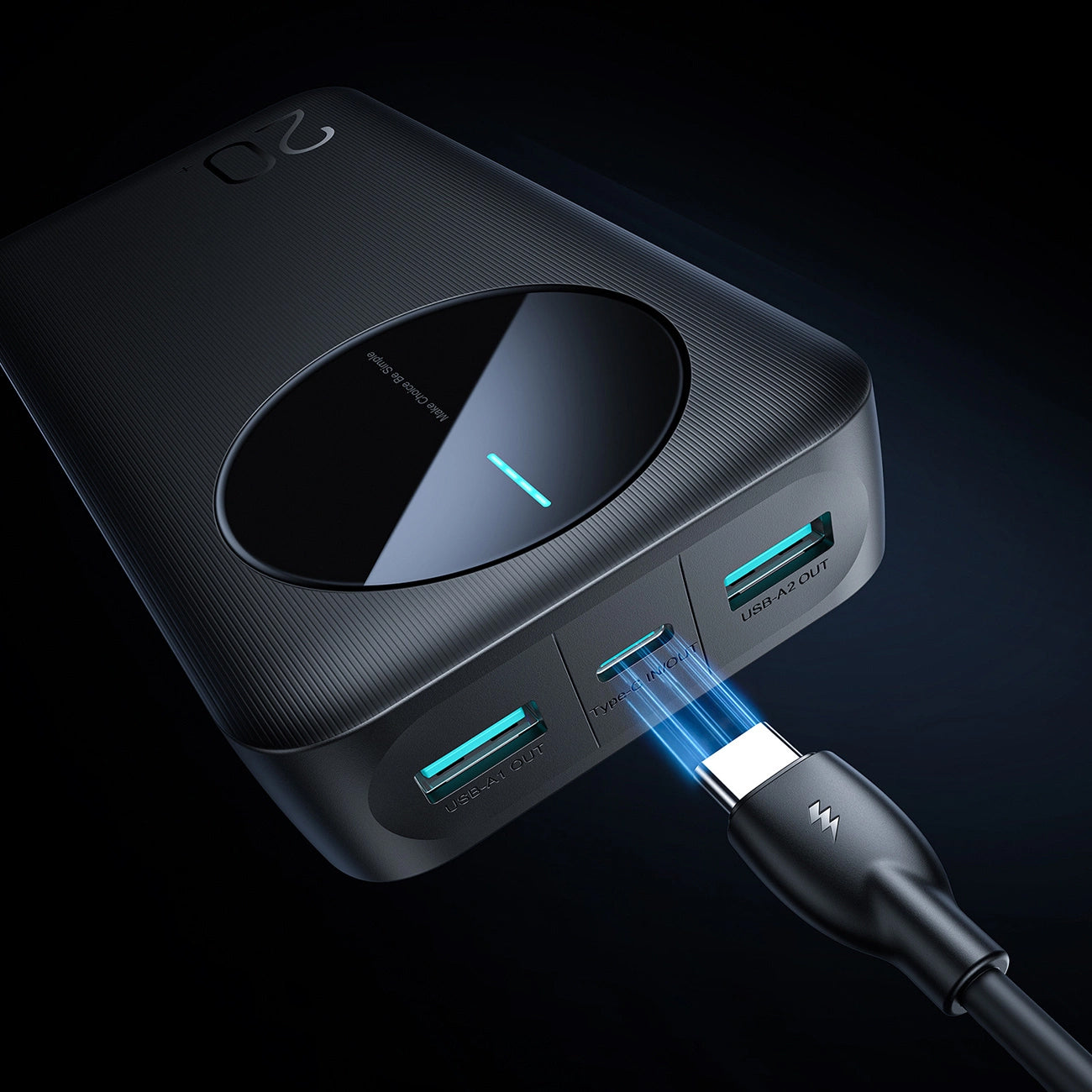 Joyroom JR-PBF14 External Battery, 20000mAh, 12W, 1 x USB-C - 2 x USB-A, Black