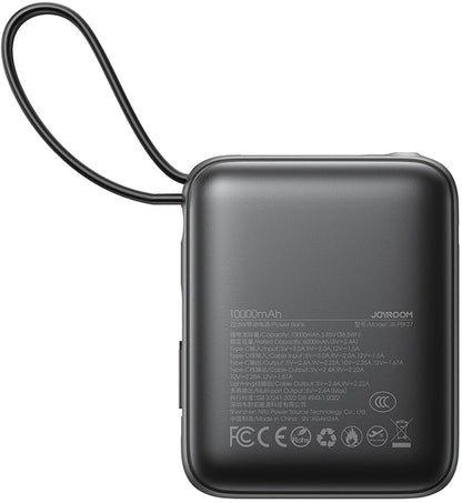 Joyroom JR-PBF27 külső akkumulátor, 10000mAh, 22.5W, QC + PD, 1 x Lightning - 2 x USB-C, Fekete