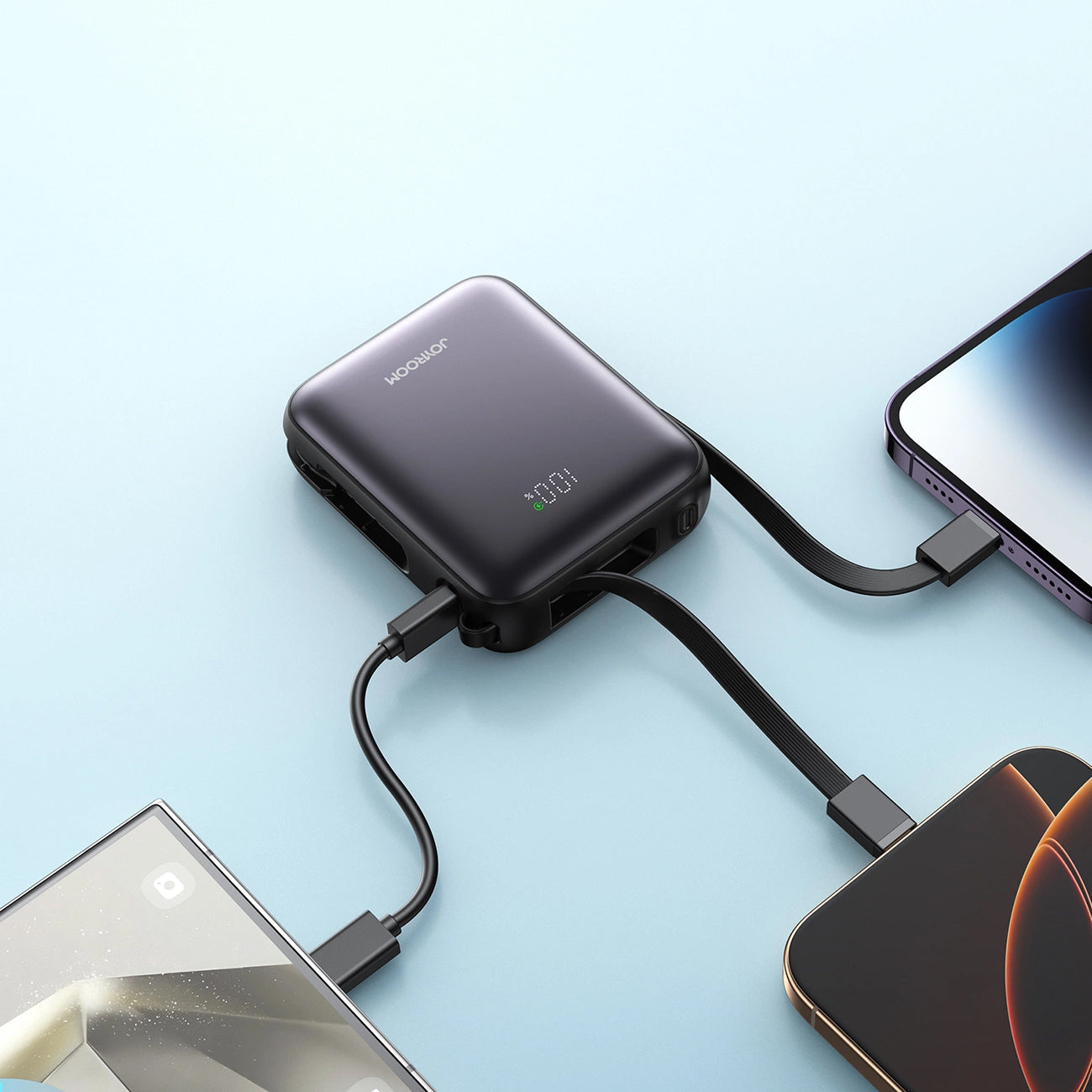 Joyroom JR-PBF27 külső akkumulátor, 10000mAh, 22.5W, QC + PD, 1 x Lightning - 2 x USB-C, Fekete