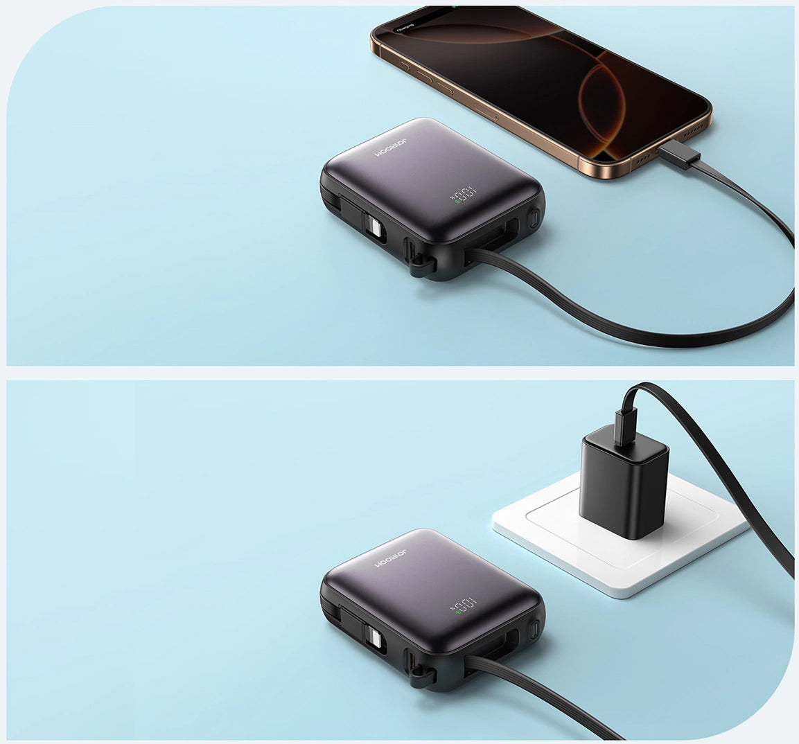 Joyroom JR-PBF27 külső akkumulátor, 10000mAh, 22.5W, QC + PD, 1 x Lightning - 2 x USB-C, Fekete