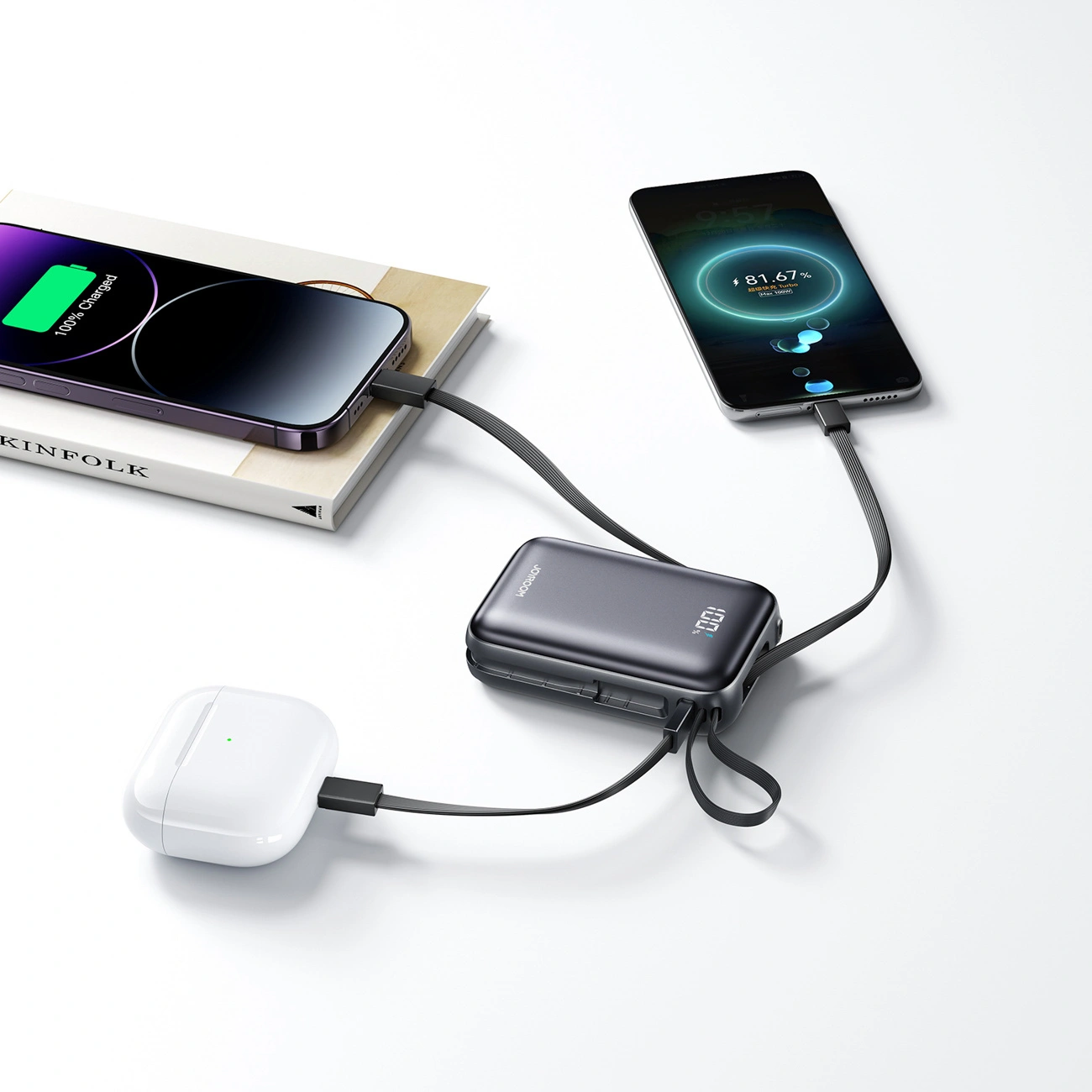 Joyroom JR-PBF29 külső akkumulátor, 20000mAh, 22.5W, QC + PD, 1 x Lightning - 2 x USB-C, Fekete