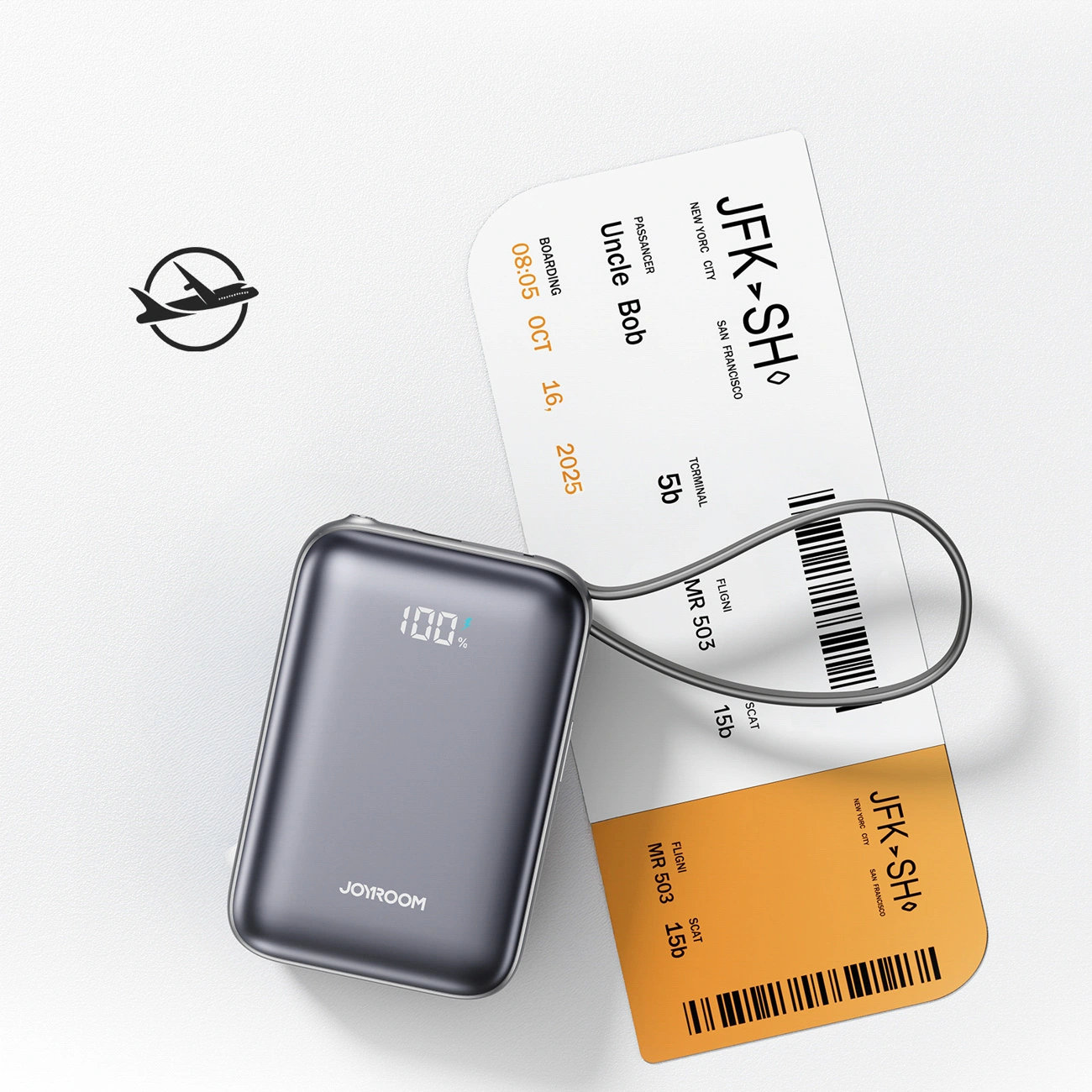 Joyroom JR-PBF29 külső akkumulátor, 20000mAh, 22.5W, QC + PD, 1 x Lightning - 2 x USB-C, Fekete