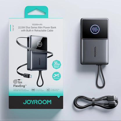 Joyroom JR-PR1 külső akkumulátor, 10000mAh, 22.5W, PD, 2 x USB-C, Szürke