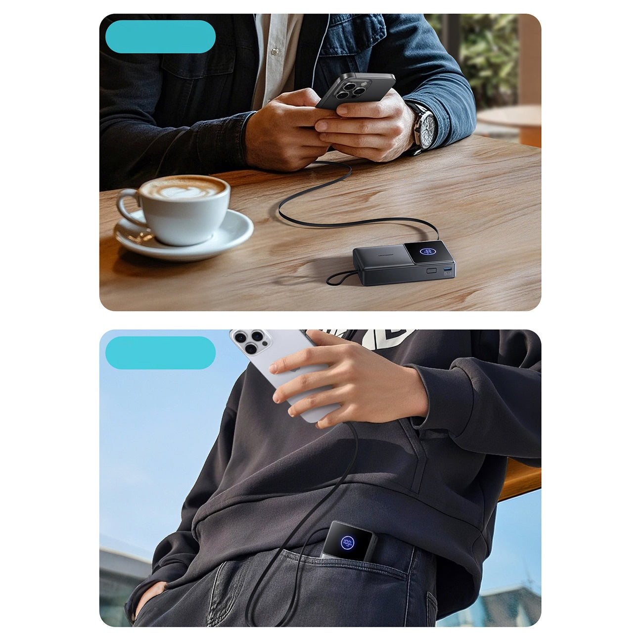 Joyroom JR-PR1 külső akkumulátor, 10000mAh, 22.5W, PD, 2 x USB-C, Szürke