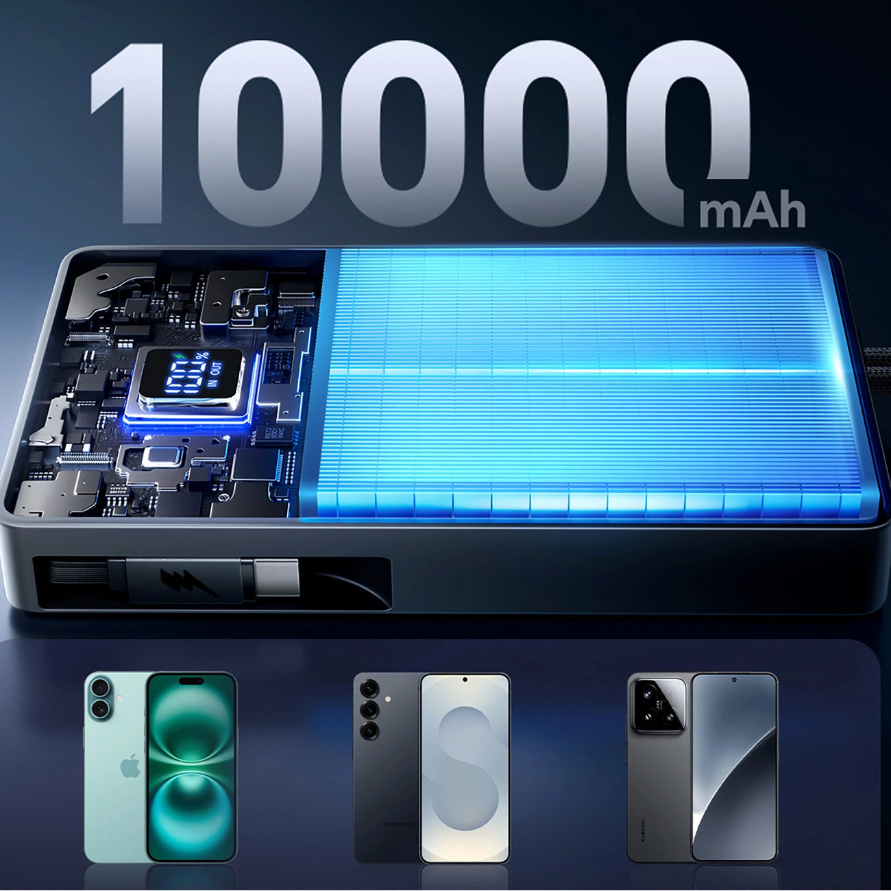 Joyroom JR-PR1 külső akkumulátor, 10000mAh, 22.5W, PD, 2 x USB-C, Szürke