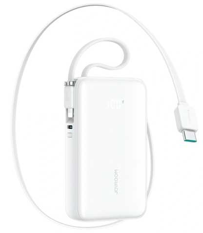 Joyroom JR-PR2L külső akkumulátor, 10000mAh, 35W, QC + PD, 1 x Lightning - 2 x USB-C, Fehér