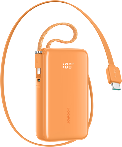 Joyroom JR-PR2L külső akkumulátor, 10000mAh, 35W, QC + PD, 1 x Lightning - 2 x USB-C, Narancssárga