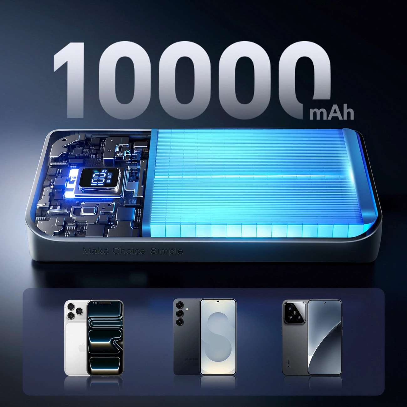 Joyroom JR-QP191 külső akkumulátor, 10000mAh, 22.5W, QC + PD, 1 x USB-A - 2 x USB-C, Fekete