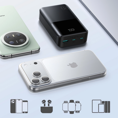 Joyroom JR-QP192 külső akkumulátor, 20000mAh, 22.5W, QC + PD, 1 x USB-A - 2 x USB-C, Fekete