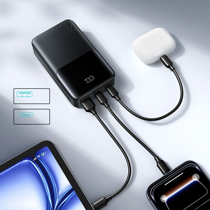 Joyroom JR-QP192 külső akkumulátor, 20000mAh, 22.5W, QC + PD, 1 x USB-A - 2 x USB-C, Fekete