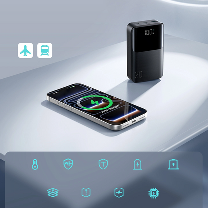 Joyroom JR-QP192 külső akkumulátor, 20000mAh, 22.5W, QC + PD, 1 x USB-A - 2 x USB-C, Fekete