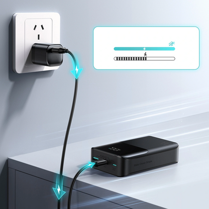 Joyroom JR-QP192 külső akkumulátor, 20000mAh, 22.5W, QC + PD, 1 x USB-A - 2 x USB-C, Fekete