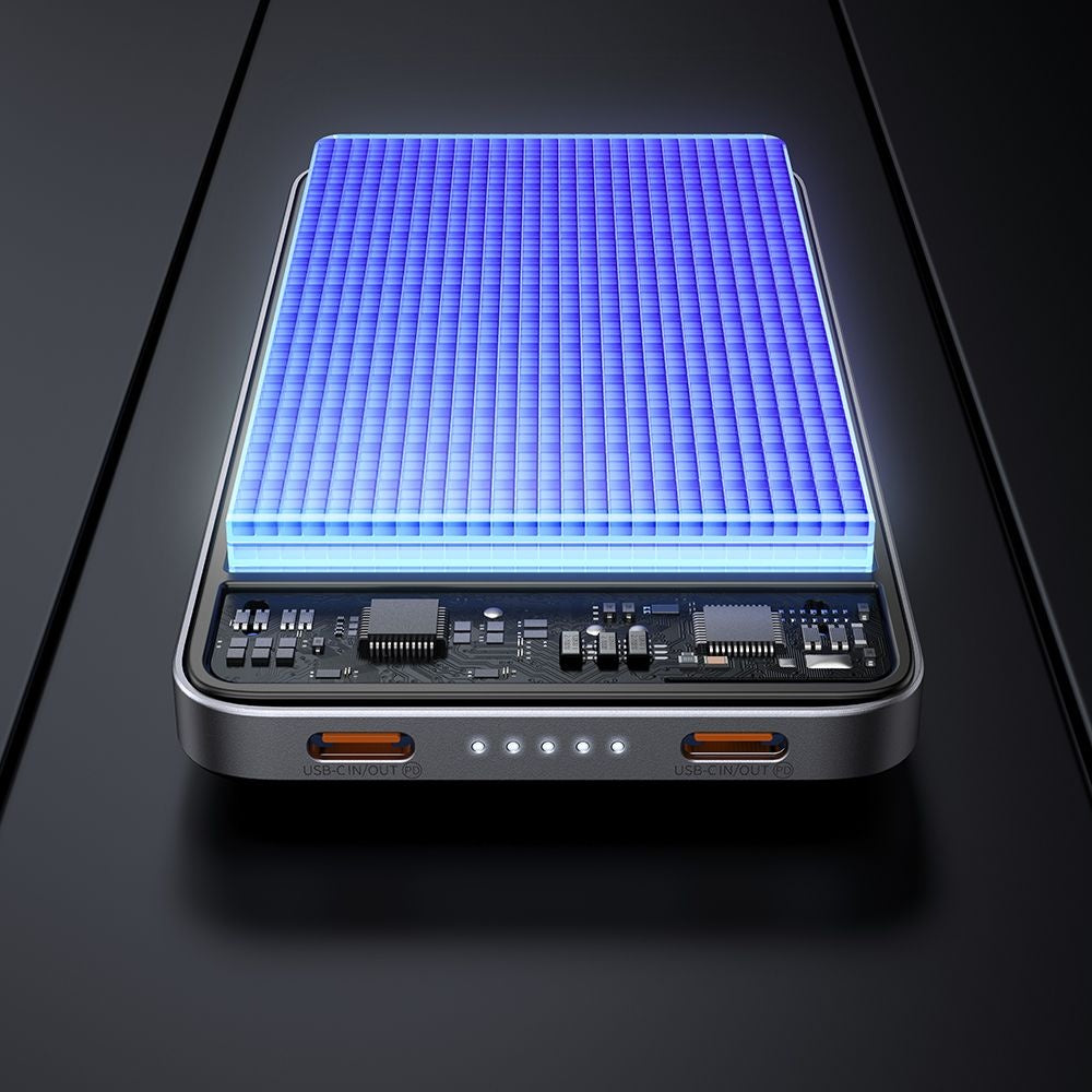 McDodo MC-3781 Meta vezeték nélküli külső akkumulátor, 10000mAh, 20W, PD + FQI, 1 x QI - 2 x USB-C, Fekete