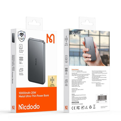 McDodo MC-3781 Meta vezeték nélküli külső akkumulátor, 10000mAh, 20W, PD + FQI, 1 x QI - 2 x USB-C, Fekete