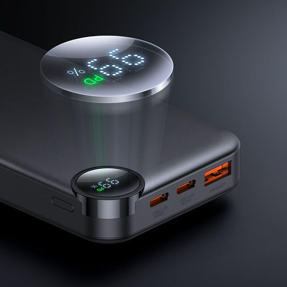 McDodo MC-3850 Display külső akkumulátor, 10000mAh, 30W, QC + PD, 1 x USB-A - 2 x USB-C, fekete