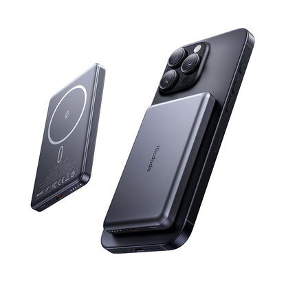 McDodo MC-4641 Meta vezeték nélküli külső akkumulátor, 5000mAh, 20W, PD + FQI, 1 x QI - 1 x USB-C, Fekete