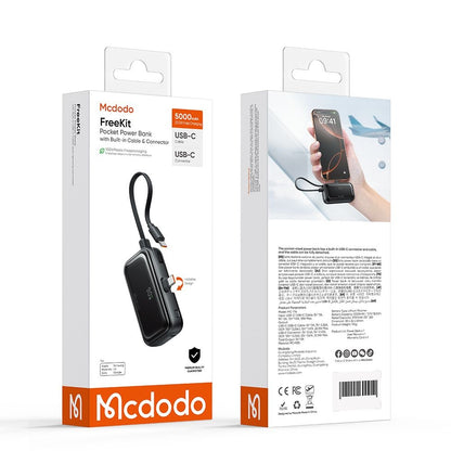 McDodo MC-7760 Freekit külső akkumulátor, 5000mAh, 22.5W, PD, 3 x USB-C, fekete