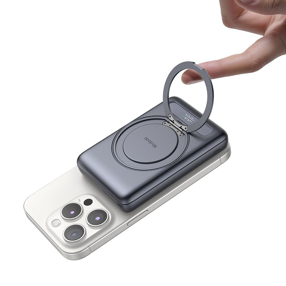 McDodo MC-8371 Meta vezeték nélküli külső akkumulátor, 10000mAh, 20W, PD + FQI, 1 x QI - 1 x USB-C, Szürke