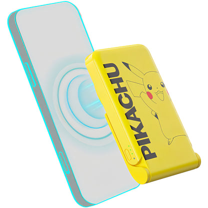 OTL Pokemon Pikatchu vezeték nélküli külső akkumulátor, 5000mAh, 20W, PD + FQI, 1 x QI - 1 x USB-C, sárga PK1191
