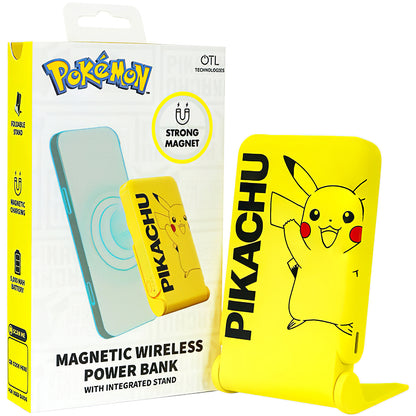 OTL Pokemon Pikatchu vezeték nélküli külső akkumulátor, 5000mAh, 20W, PD + FQI, 1 x QI - 1 x USB-C, sárga PK1191