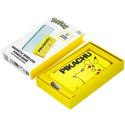 OTL Pokemon Pikatchu vezeték nélküli külső akkumulátor, 5000mAh, 20W, PD + FQI, 1 x QI - 1 x USB-C, sárga PK1191