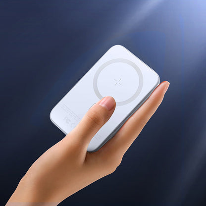 Joyroom JR-W020 vezeték nélküli külső akkumulátor, 10000mAh, 20W, QC + PD + FQI, 1 x QI - 1 x USB-A - 1 x USB-C, Fehér