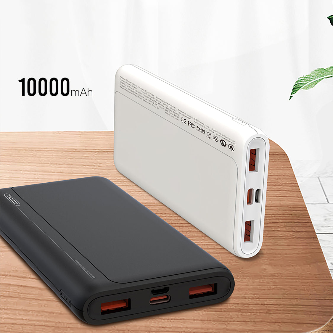 Külső akkumulátor XO Design PR127, 20000mAh, 22.5W, QC + PD, 1 x USB-C - 2 x USB-A, Fekete