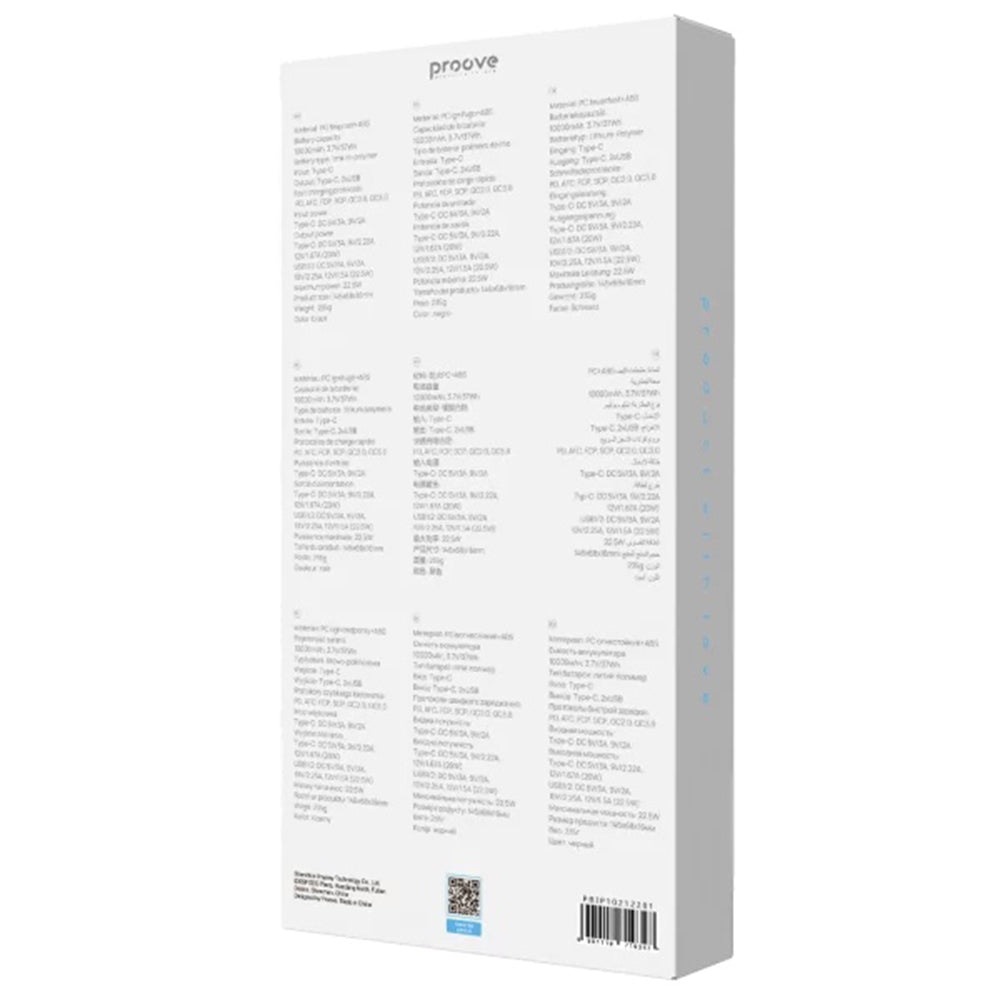 Proove Illuminator 2 külső akkumulátor, 10000mAh, 22.5W, QC + PD, 2 x USB-A - 1 x USB-C, Fekete PBIP10212201