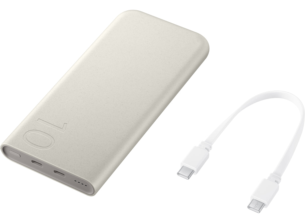 Samsung külső akkumulátor, 10000mAh, 25W, PD, 2 x USB-C, Bézs, Újracsomagolt EB-P3400XUEGEU