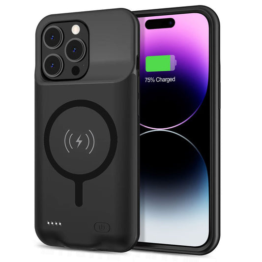 External Battery Case Wireless Techsuit Power Pro Battery for Apple iPhone 15 Pro Max, 8500mAh, Black