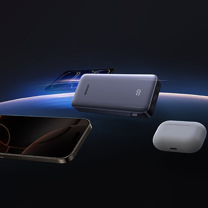 UGREEN Nexode PB532 külső akkumulátor (55989B), 20000mAh, 30W, QC + PD, 1 x USB-A - 2 x USB-C, Szürke