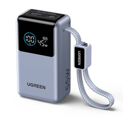 UGREEN Nexode Pro PB727 (75701B) külső akkumulátor, 10000mAh, 55W, QC + PD, 1 x USB-A - 2 x USB-C, Szürke