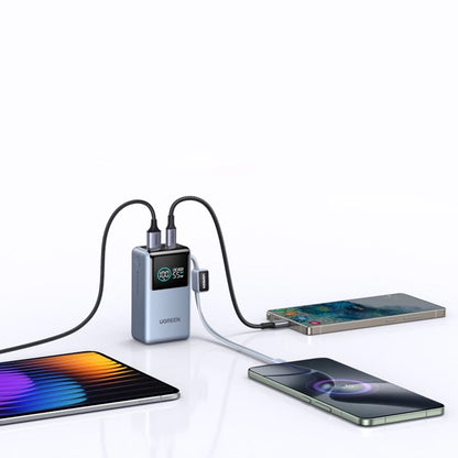 UGREEN Nexode Pro PB727 (75701B) külső akkumulátor, 10000mAh, 55W, QC + PD, 1 x USB-A - 2 x USB-C, Szürke