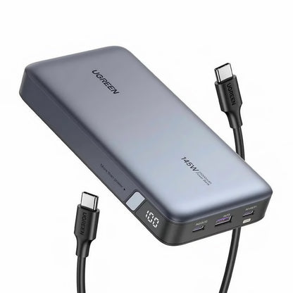 Külső akkumulátor UGREEN PB205, 25000mAh, 145W, QC + PD, 1 x USB-A - 2 x USB-C, Szürke