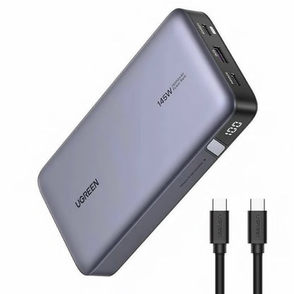 Külső akkumulátor UGREEN PB205, 25000mAh, 145W, QC + PD, 1 x USB-A - 2 x USB-C, Szürke