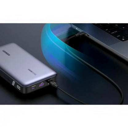Külső akkumulátor UGREEN PB205, 25000mAh, 145W, QC + PD, 1 x USB-A - 2 x USB-C, Szürke