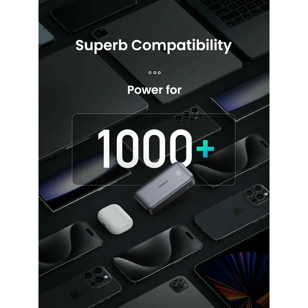 UGREEN PB502 külső akkumulátor, 10000mAh, 30W, QC + PD, 1 x USB-A - 1 x USB-C, szürke
